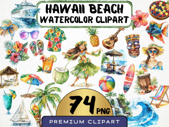 Download Hawaii Beach Watercolor Clipart - Hawaii Collection