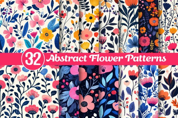 Download Abstract Flower Patterns Bundle - Flower patterns Collection