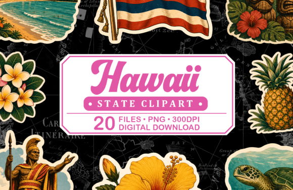 Download Hawaii Vintage Travel Clipart - Hawaii Collection