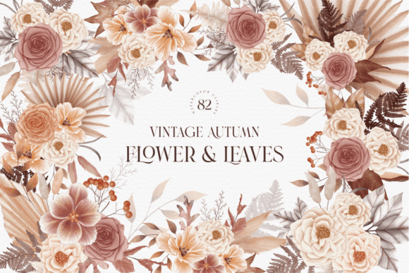Download Vintage Autumn Flower Leaves Collection - Collection Collection