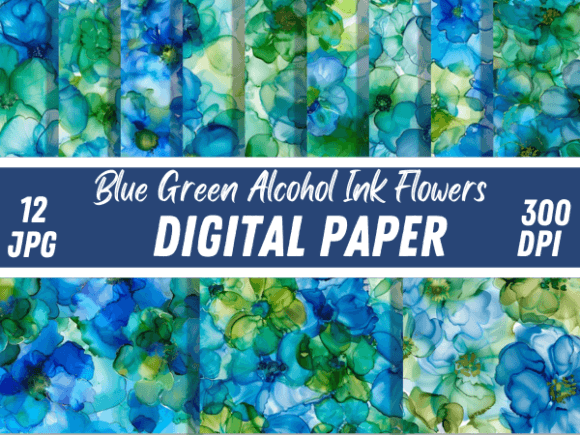 Download Blue Green Alcohol Ink Flower Patterns - Flower patterns Collection