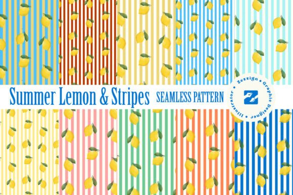 Download Lemon &amp; Stripes Pattern Collection - Collection Collection