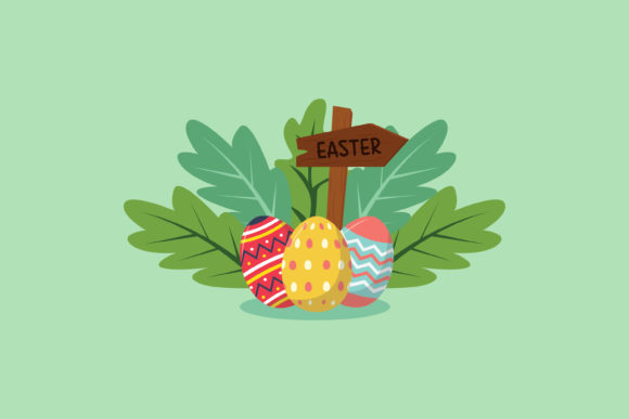 Download Easter Eggs Green Leaf Illustration - Illustration Collection