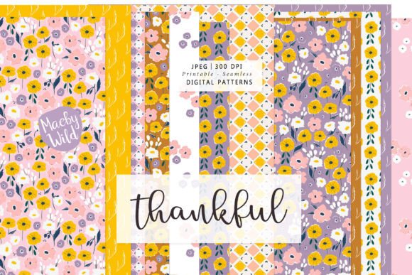 Download Thankful Retro Flower Patterns - Flower patterns Collection