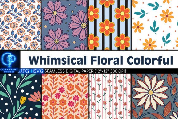Download Whimsical Floral Colorful Digital Paper - Colorful digital paper Collection