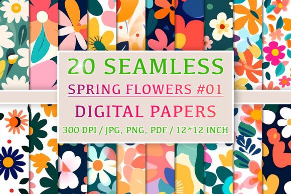 Download 20 Seamless Spring Flower Patterns #1 - Flower patterns Collection