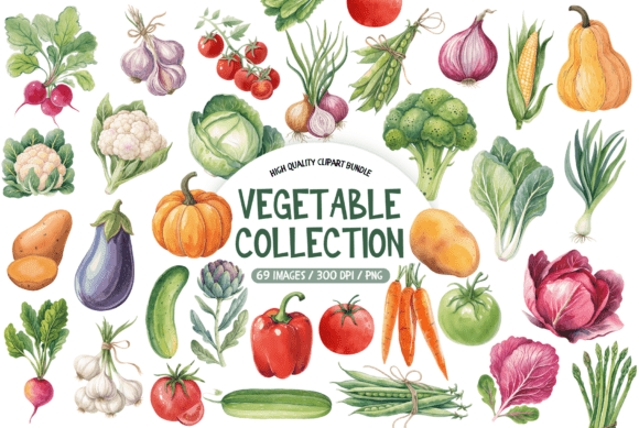 Download Vegetable Collection Clipart Bundle - Collection Collection