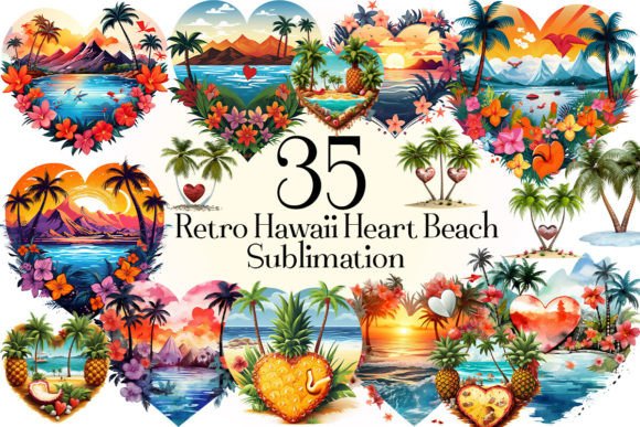 Download Retro Hawaii Heart Beach Sublimation - Hawaii Collection