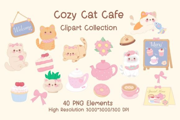 Download Cozy Cat Cafe Clipart Collection - Collection Collection