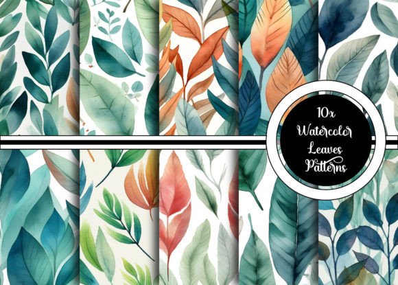 Download Watercolor Leaves Pattern Collection - Collection Collection