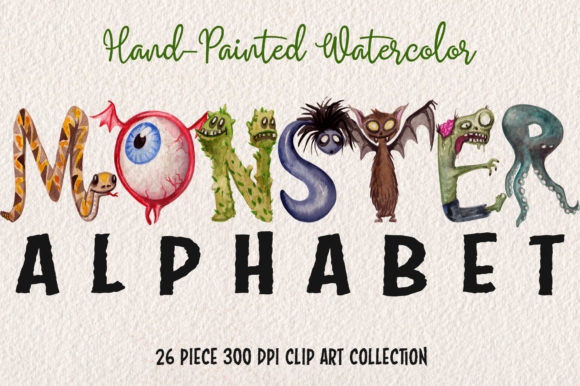 Download Watercolor Monster Alphabet Collection - Collection Collection