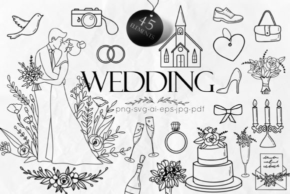 Download Wedding Doodle Illustrations Vector - Illustration Collection