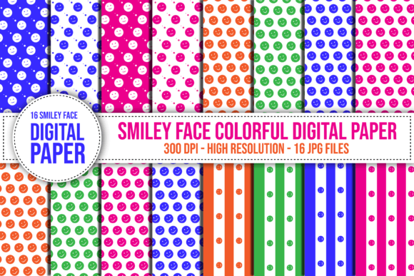 Download Smiley Face Colorful Digital Paper - Colorful digital paper Collection