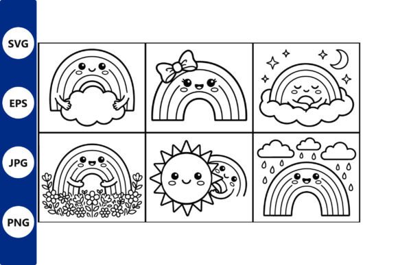 Download Cute Rainbow Illustration Grid - Illustration Collection