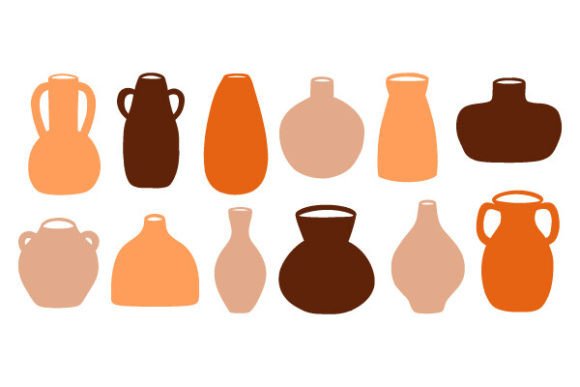 Download Set of Ceramic Vases in Silhouette Style - Ceramic Collection