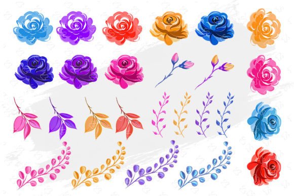 Download Floral Set, Flowers Illustrations, Roses - Illustration Collection