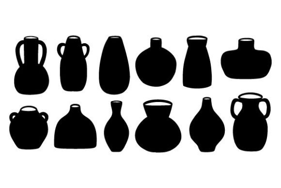 Download Set of Ceramic Vases in Silhouette Style - Ceramic Collection
