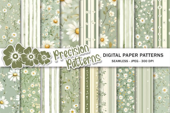 Download Cottagecore Sage Green Daisy Paper - Daisy Collection