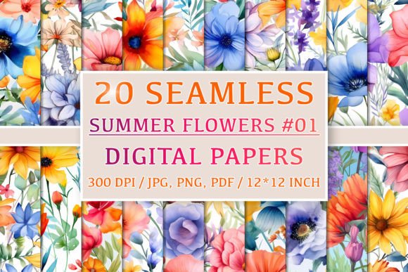 Download 20 Seamless Summer Flower Patterns #1 - Flower patterns Collection